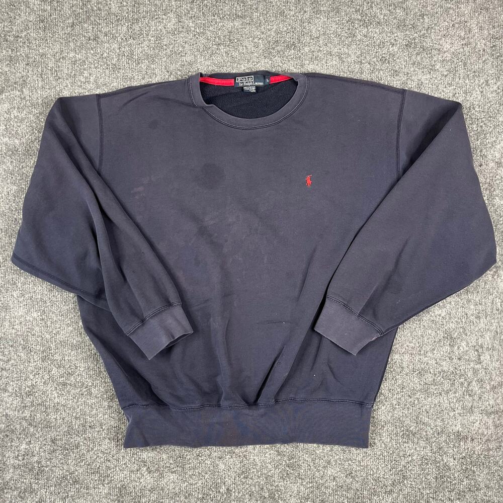 Polo Ralph Lauren Sweatshirt Mens L Navy Crewneck Red Pony Classic Casualβ